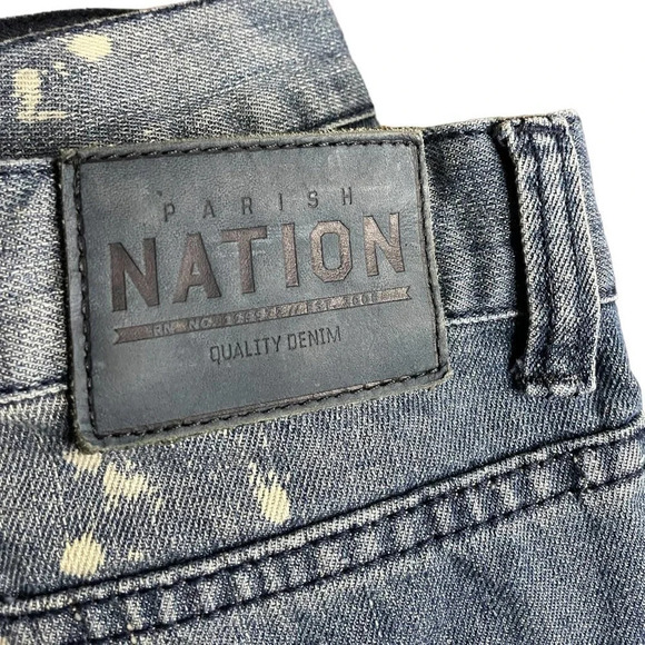 Parish Nation Men's Size 36 Bleach Splatter Distressed Jeans Funky - Picture 9 of 11